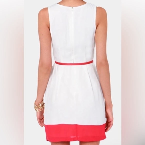 LuLu’s The Good Life Coral and White Color-block Sleeveless Dress, Barbiecore M - Picture 4 of 10